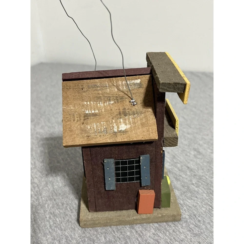 Country Wooden Birdhouses Hanging School House Barber Shop Decor Outdoor Garden